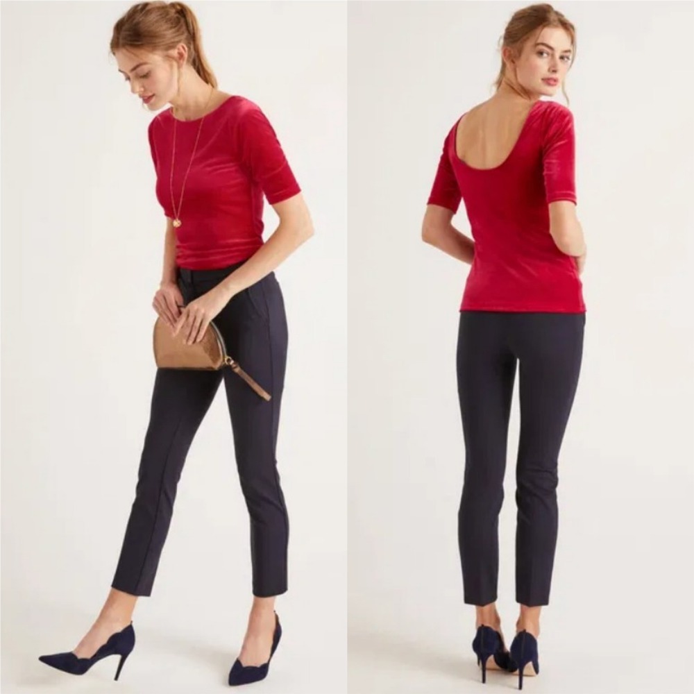 Boden Laura Scoop Back Red Velvet Top Women's US 10 - Picture 12 of 13